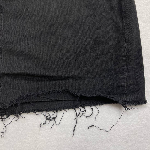 Pacsun Black Button‎ Down Distressed Denim Skirt Size 28 - Picture 7 of 7